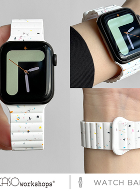 KASO适用苹果s9手表iwatchs8表带applewatch9磁吸8硅胶Ultra男夏天运动新款创意女保护拼色回环磁吸高级SE