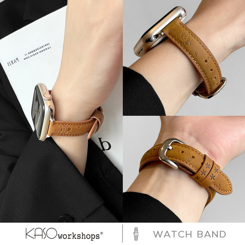 KASO适用iwatch爱心小猫皮表带