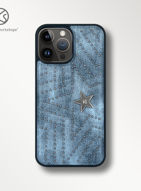 KASO新款原创高级感ins铆钉星星牛仔布纹皮革适用于苹果15手机壳iphone14保护套13全包个性max软12防摔男女