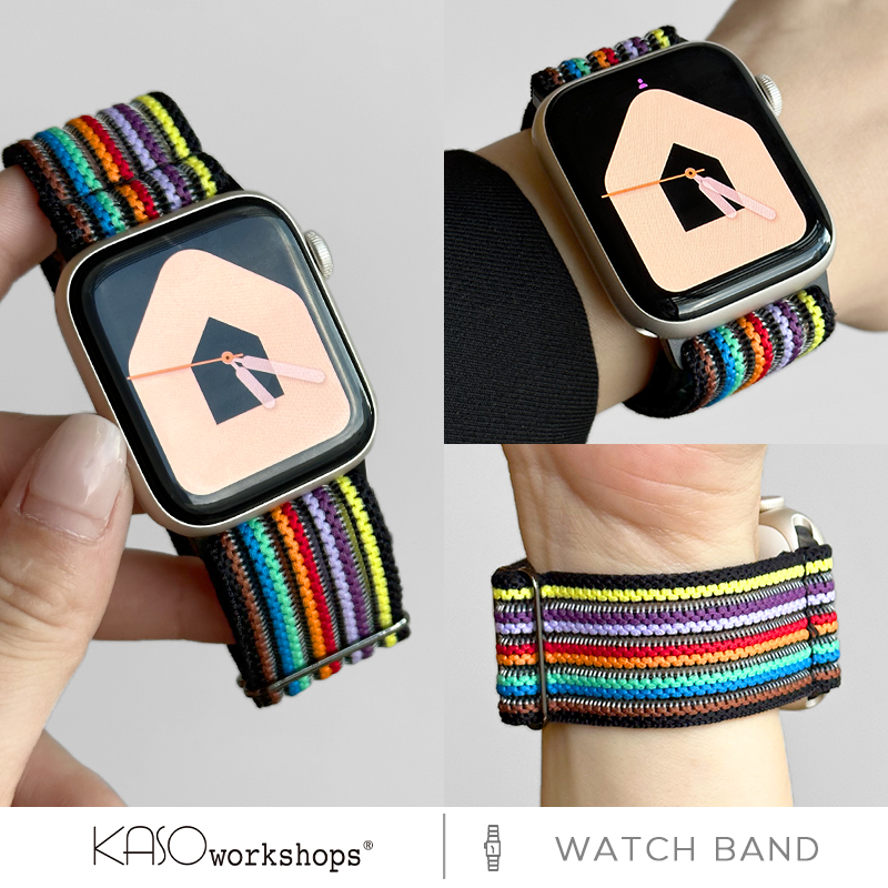 KASOapplewatch9苹果手表表带iwatch8尼龙回环运动编织春夏天潮牌活力ultra2透气个性潮男女彩虹高级感SE