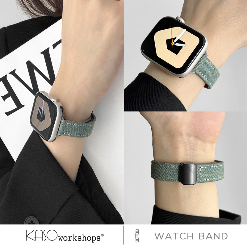 KASO牛仔皮革磁吸iwatch表带s11
