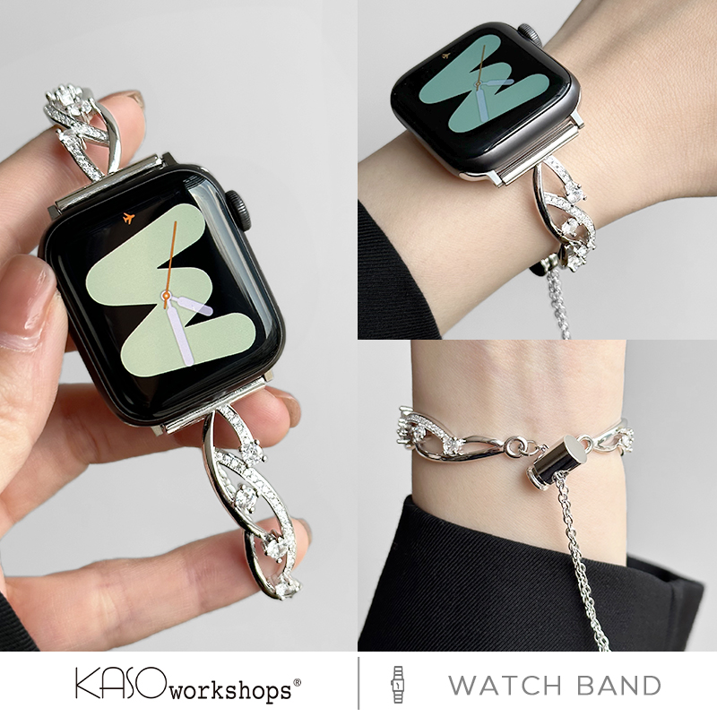 KASO新款星辰纯铜金属手镯适用于iwatch表带女生款夏天9手表带小众applewatch女生表链8高级感小香风简约时尚