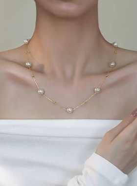 项链女珍珠满天星轻奢小众高级流苏锁骨链2025年新款颈链