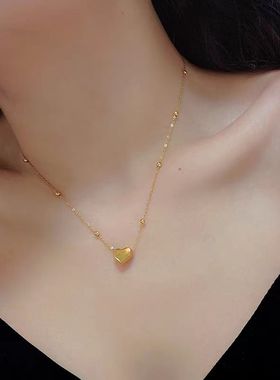 2025新款爱心项链女轻奢小众设计感黄金色ins潮简约冷淡风锁骨链