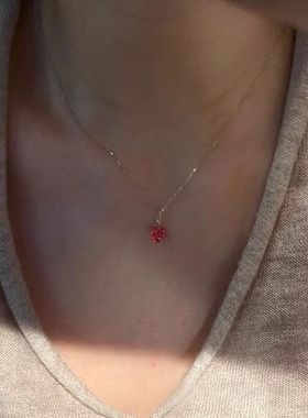 一颗樱桃mini爱心项链女新款轻奢小众高级感百搭锁骨链