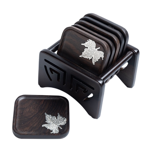 黑檀实木杯垫茶杯垫功夫茶具配件防烫隔热垫杯托茶垫创意茶桌摆件