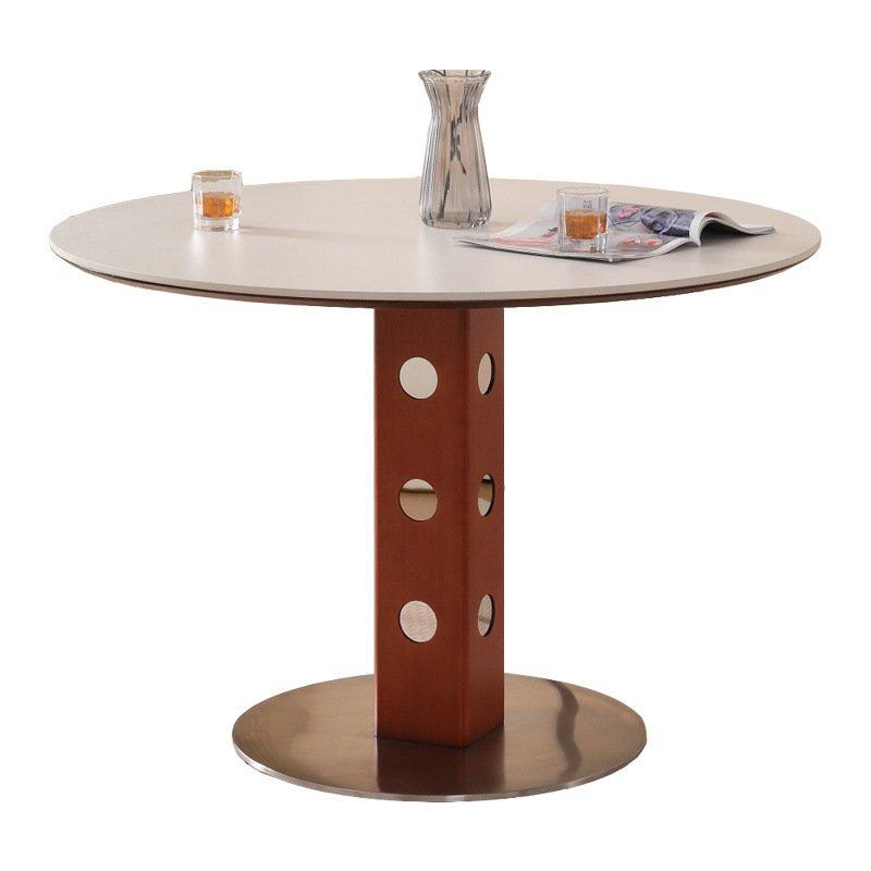 北欧风实木岩板纯白圆桌餐桌椅组合家用大小户型现代简约餐厅饭桌,住宅家具,岩板餐桌,淘宝优惠券,粉丝福利购,淘宝优惠卷