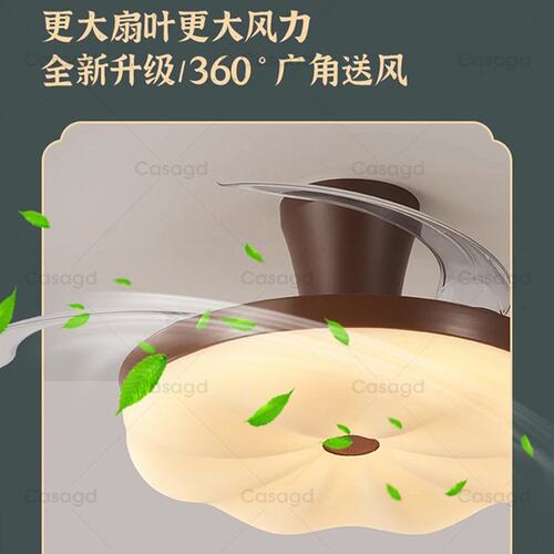中古风扇灯卧室灯大风力客厅隐形扇变频护眼法式复古吊扇灯casagd