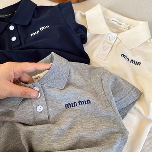 宝宝翻领短袖 帅气儿童POLO衫 男女童纯色刺绣POLO衫 2025夏季 潮 新品