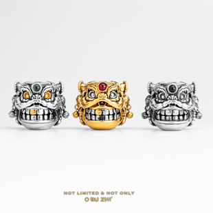不止不只 国风大吉IP 文玩新品大吉醒狮隔珠 925银22K金 潮流百搭