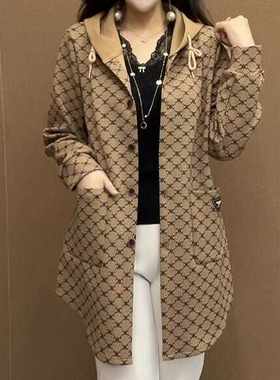 百搭印花大码中长款妈妈装洋气