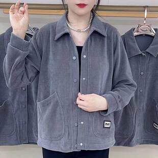 夹克上衣女 纯色polo领时尚 2026春季 网红纯色中年妈妈外套洋气长袖