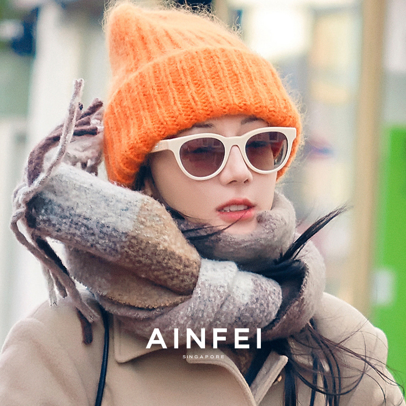 迪丽热巴同款墨镜女白框猫眼防晒防紫外线2024新款高级感太阳镜