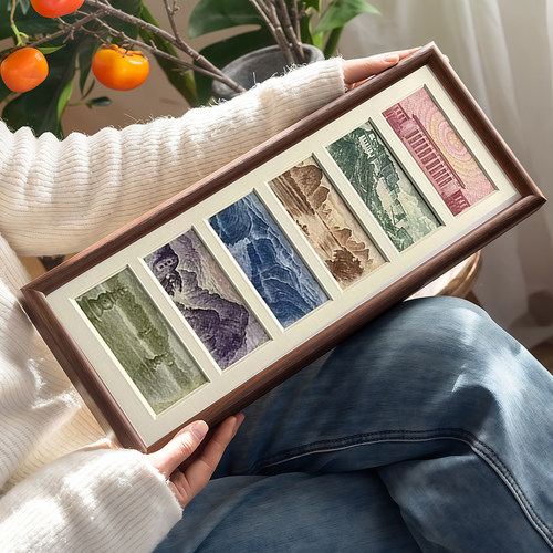 六连框人民币装饰画相框立式摆台