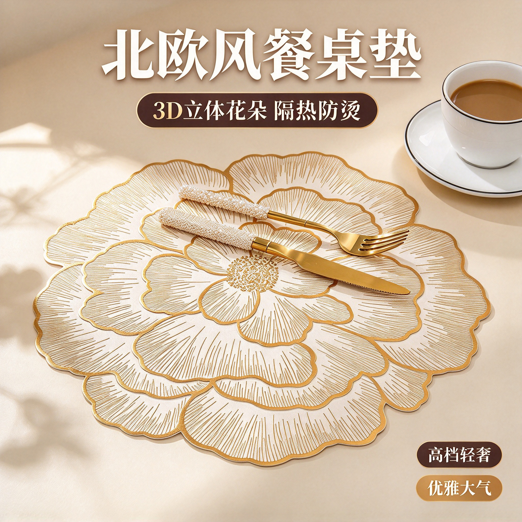 牡丹花荷花创意装饰餐垫
