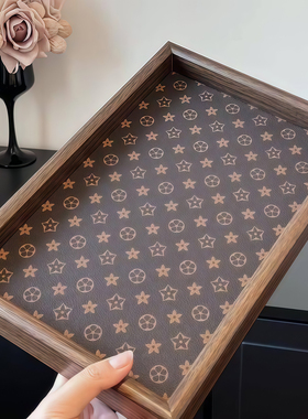 高档复古茶盘胡桃木首饰长方形轻奢木质收纳酒杯茶水文玩茶盘托盘