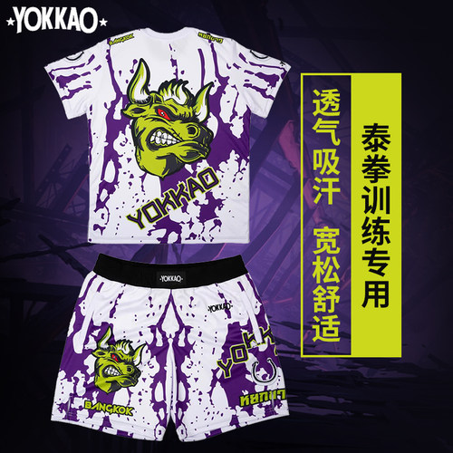 泰国yokkaoT恤短裤泰拳拳击服格斗服散打衣服运动健身短裤