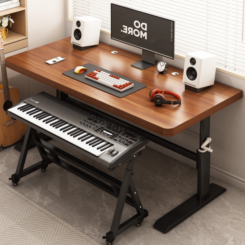 实木升降编曲工作台电子钢琴桌midi键盘古筝录音室音乐升降电脑桌