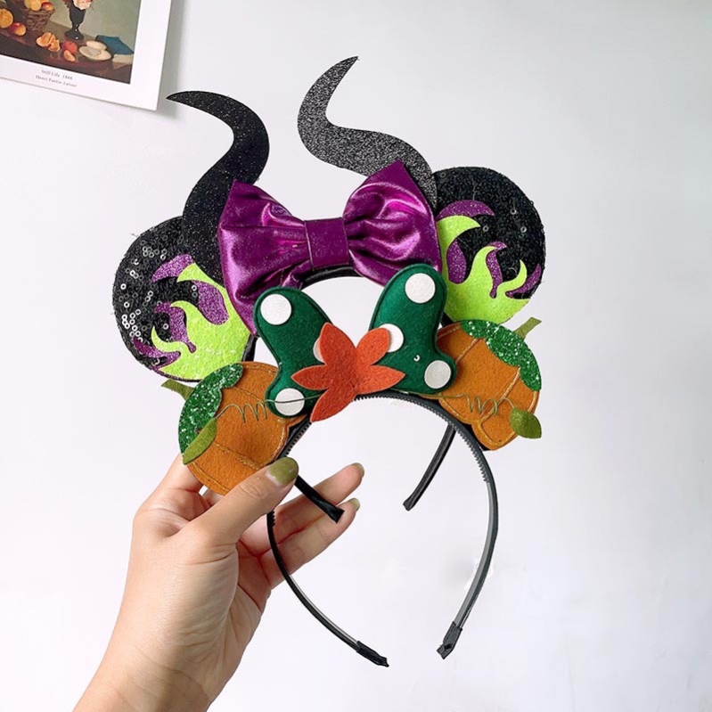 儿童万圣节发饰女童搞怪南瓜蝴蝶结配饰发箍派对装扮女巫头饰头箍