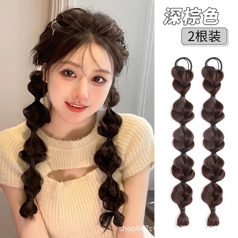 张杰周深五月天李健陶喆演唱会应援妆造头饰蓝色麻花泡泡假发辫子