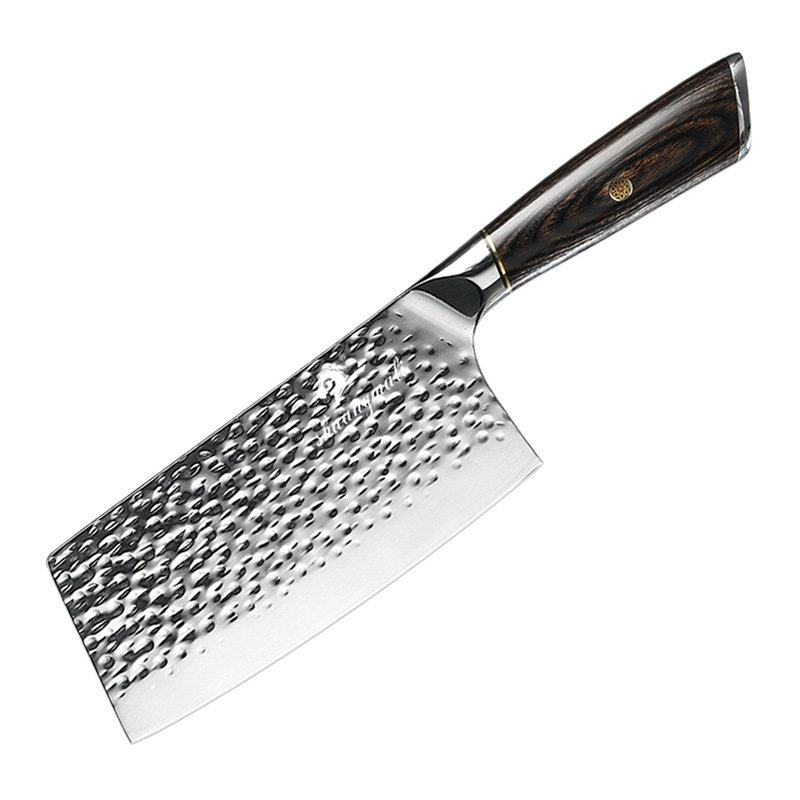 5cr15锻打锤纹菜刀 家用厨房彩木柄切片刀不锈钢刀具 跨境代发,厨房/烹饪用具,菜刀,淘宝优惠券,粉丝福利购,淘宝优惠卷