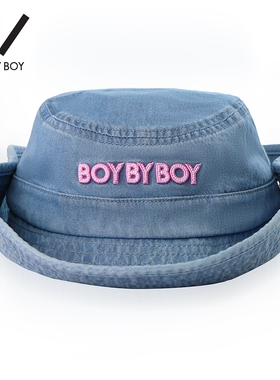 BOY BY BOY潮牌女装帽子字母翻边户外百搭蓝色牛仔帽