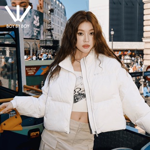 羽绒服外套女 BOY潮牌25秋冬上新百搭简约纯色休闲立领短款 BOY