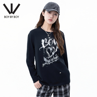 宽松舒适针织长袖 BOY商场同款 25春秋款 T恤W00013 潮牌女装 BOY