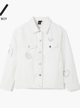 BOY BY BOY商场同款潮牌女装25春秋款宽松舒适白色牛仔外套W52005