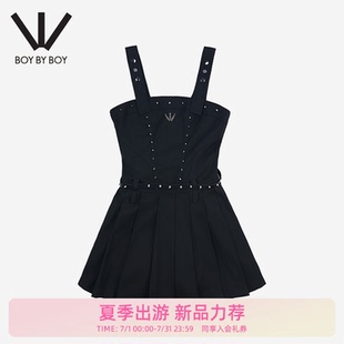 小黑裙铆钉腰带显瘦背带连衣裙女 BOY BOY商场同款 潮牌25夏新款