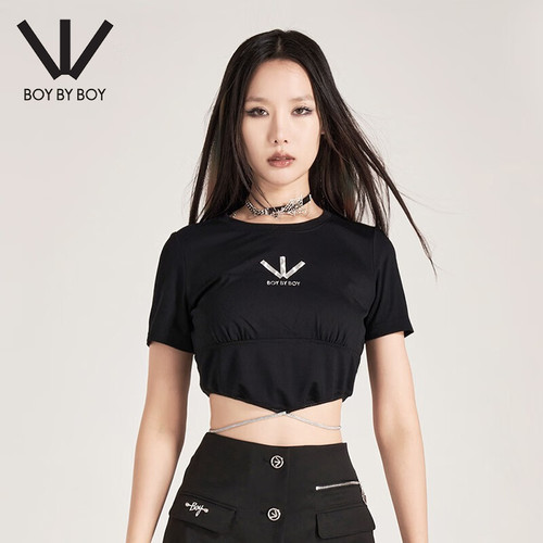 boybyboy下摆针织短袖T恤
