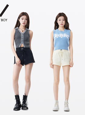 BOY BY BOY商场同款潮牌女装25春秋款修身微弹时尚针织短裤W13003