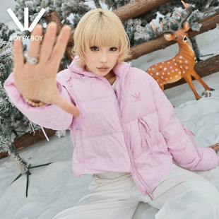 BOY BOY潮牌25秋冬上新百搭休闲蝴蝶结立领羽绒服外套女上衣
