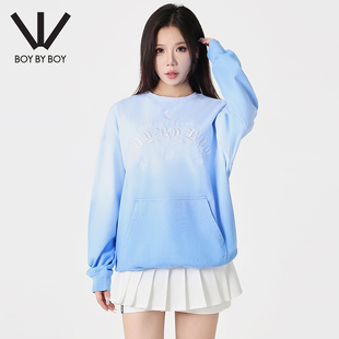 春夏渐变卫衣宽松圆领时尚 BOY潮牌女装 设计感清新上衣 BOY