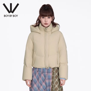 BOY BY BOY短款连帽羽绒服女宽松保暖面包服冬季外套