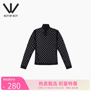 針織長袖 Boy Boy春潮牌女裝 T恤大身燙鉆修身 顯瘦W00001