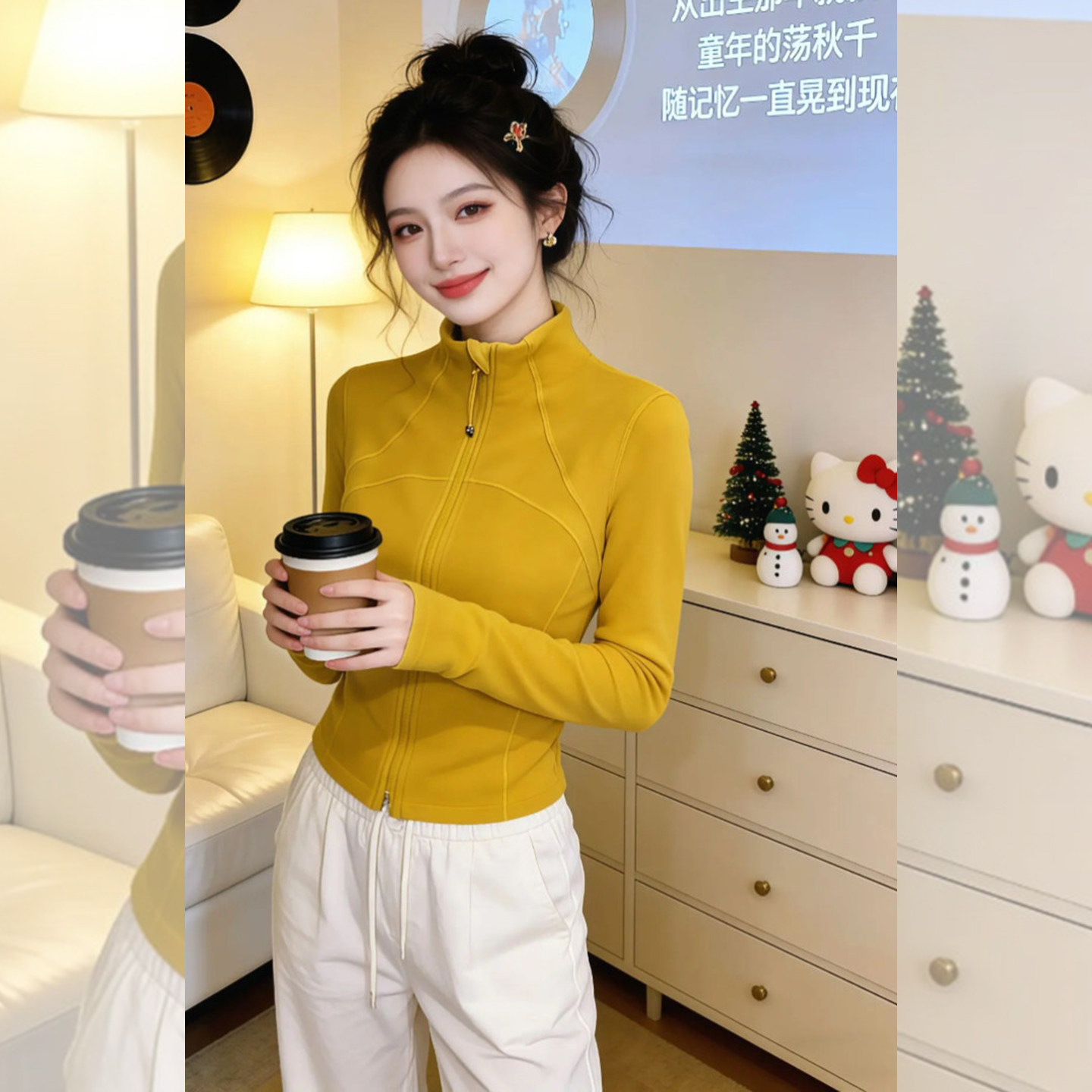 简约休闲~半高领拉链长袖上衣女秋冬修身显瘦百搭德绒内搭打底衫,女装/女士精品,大码内搭,淘宝优惠券,粉丝福利购,淘宝优惠卷