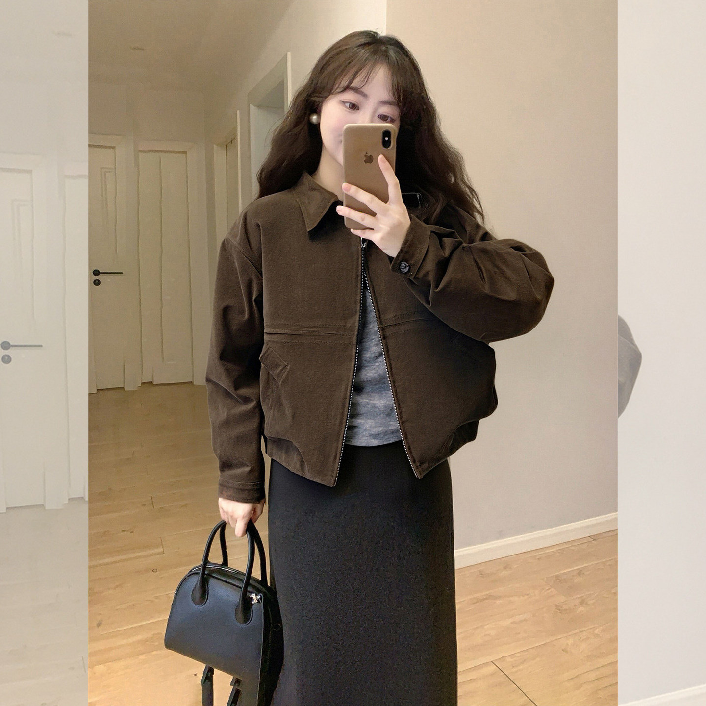 潮搭秘籍~复古咖色鹿皮翻领短款外套女2026新款休闲百搭夹克上衣,女装/女士精品,常规大码外套,淘宝优惠券,粉丝福利购,淘宝优惠卷