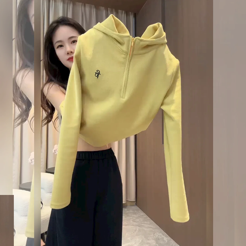 奶黄包包~半拉链立领连帽正肩内搭打底衫女2026秋季收腰显瘦上衣,女装/女士精品,大码内搭,淘宝优惠券,粉丝福利购,淘宝优惠卷