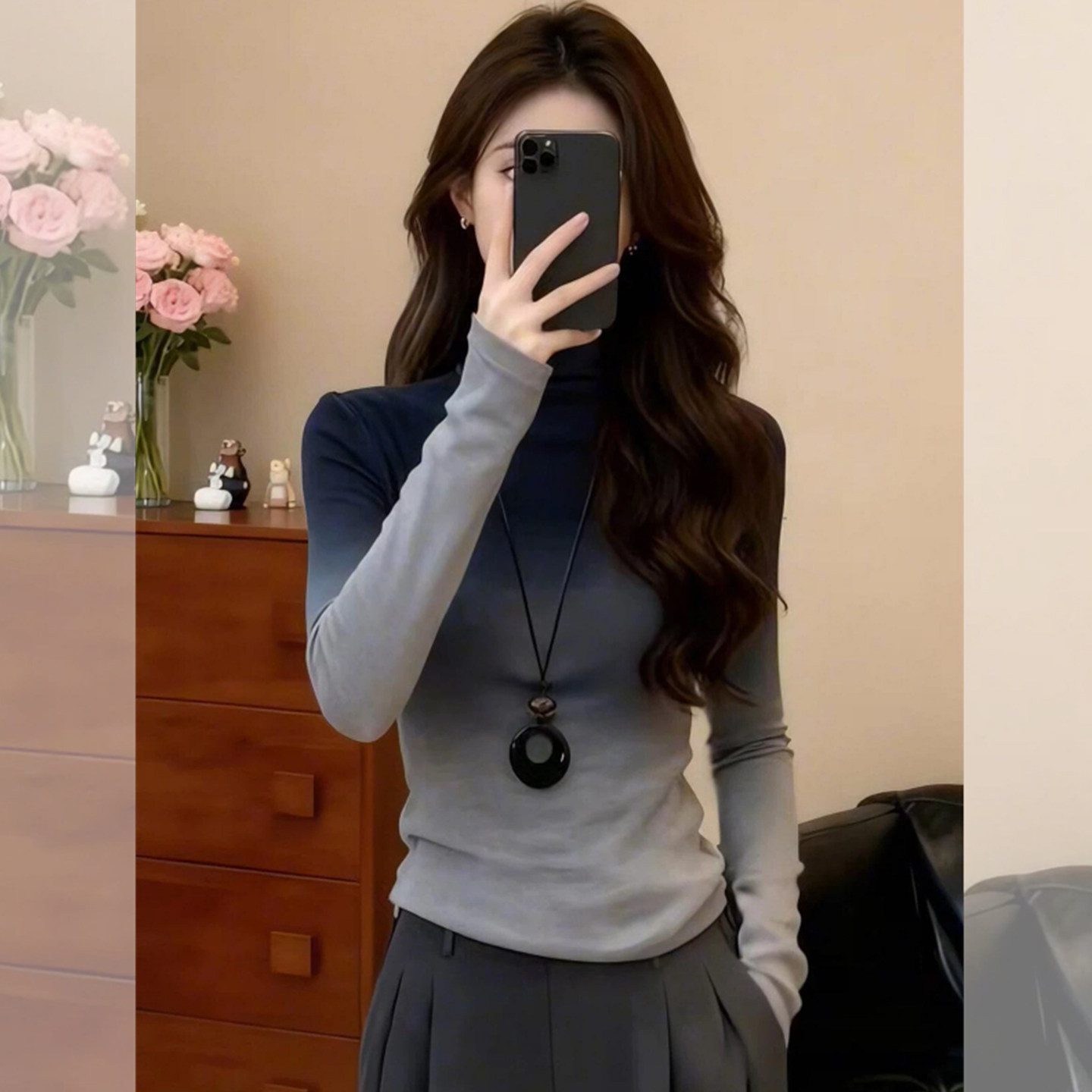 别致小众~韩系ins高领正肩长袖T恤女修身上衣独特漂亮内搭打底衫,女装/女士精品,大码内搭,淘宝优惠券,粉丝福利购,淘宝优惠卷