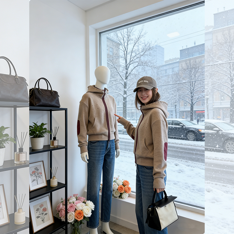 休闲百搭~设计感灰色连帽卫衣外套女秋冬宽松慵懒风高领拉链上衣,女装/女士精品,常规大码外套,淘宝优惠券,粉丝福利购,淘宝优惠卷