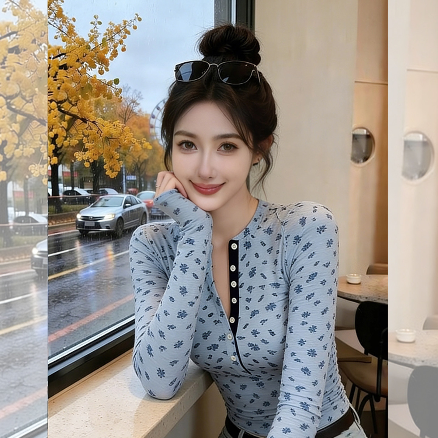 蓝色之海~韩系高级感内搭打底衫女装2026秋季修身显瘦性感长袖T恤,女装/女士精品,大码内搭,淘宝优惠券,粉丝福利购,淘宝优惠卷