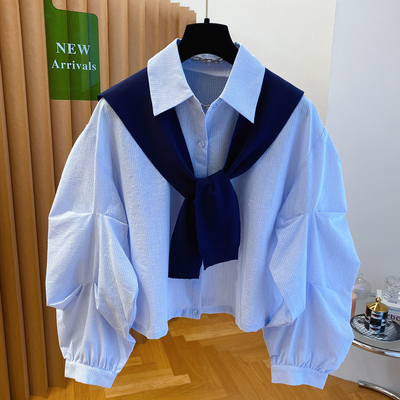 【送运费险】抖音爆款蓝色衬衫女