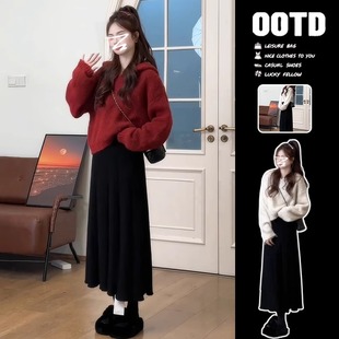 入秋穿搭2024新款深秋季初冬一整套高级感针织毛衣套装连衣裙子女