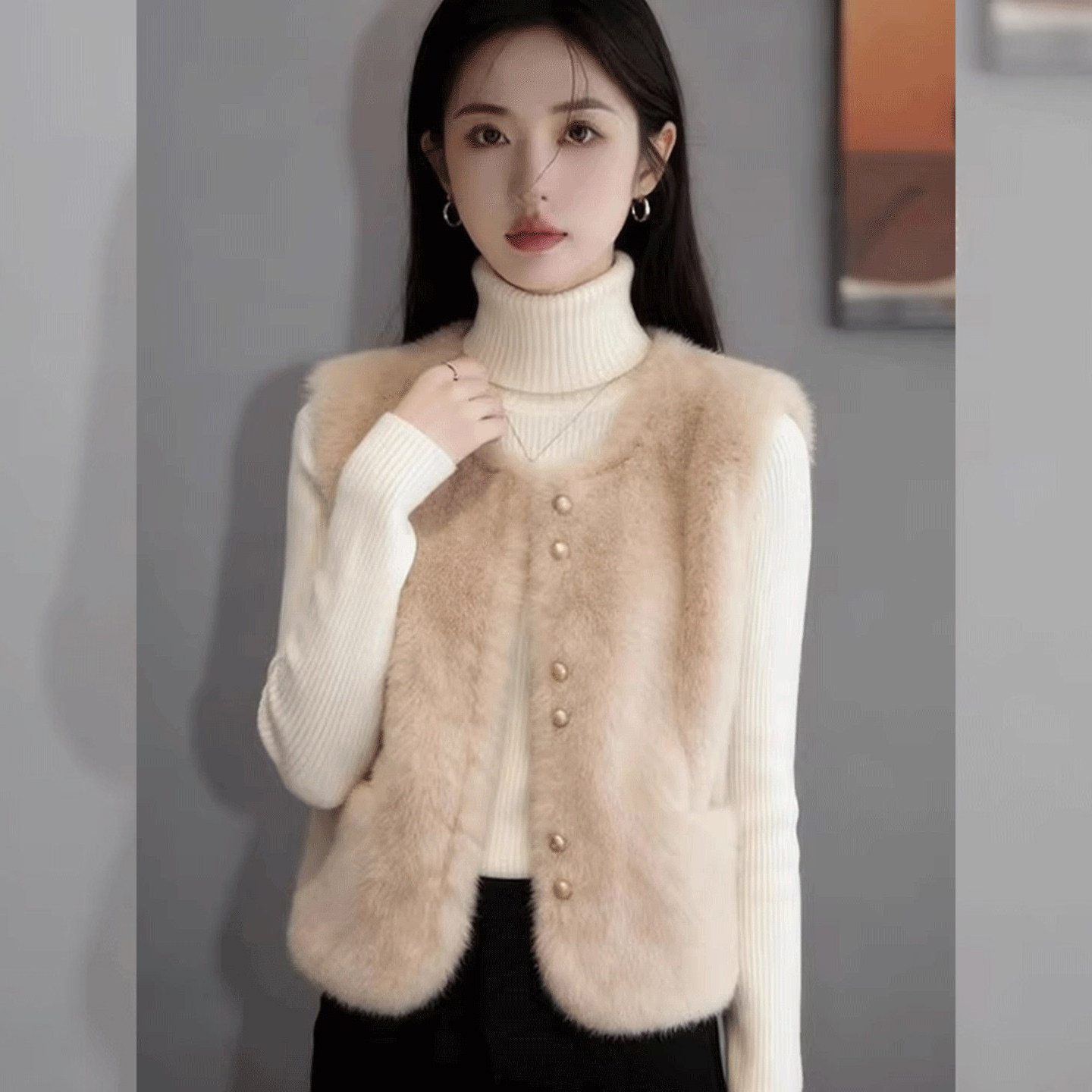 暖气柔绒~超好看叠穿羊羔毛马甲冬外穿女百搭小香风马夹坎肩上衣