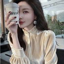 小资衬衫 米白色丝绒上衣2025冬季 高级感轻奢气质名媛独特漂亮法式