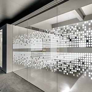 办公室方块马赛克透明玻璃贴纸公司LOGO定制门窗贴膜隔断装饰腰线