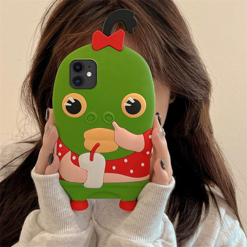 立体绿色蝴蝶结鱼头怪趣味搞怪vivoy77手机壳y76s可爱y73s卡通y70s丑