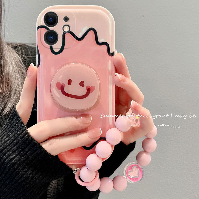 卡通粉色适用华为p30pro手机壳p20雪糕p10笑脸支架手链硅胶软壳液态带
