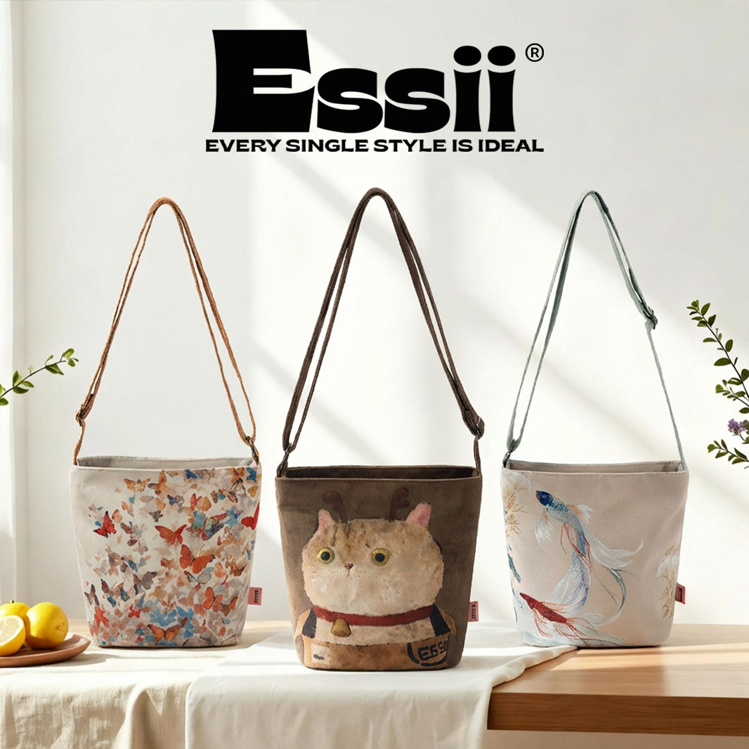 完美款款HJ国潮艺术小众时尚印花可爱百搭潮流单肩斜跨休闲布包包